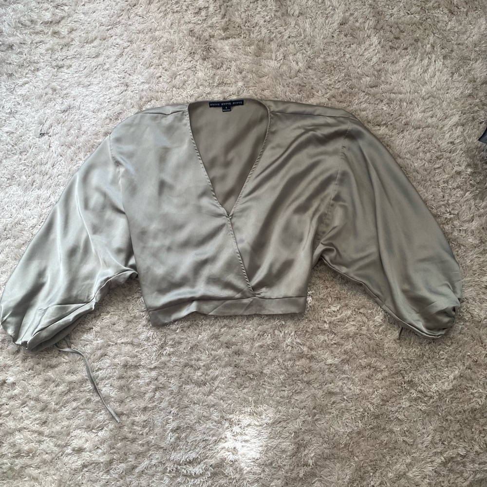 Green silk blouse